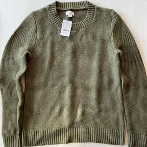 J. Crew Factory• Hthr Evergreen Crew Neck Classic Sweater Wool Cotton